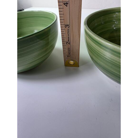TABLETOPS GALLERY Green Swirl MONTEREY Soup Cereal Bowl Set of 2 - Picture 6 of 9